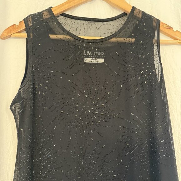 Womens Dark Mesh Overlay Starburst Pattern Maxi Dress Size 8 Whimsigoth Witchy - Picture 3 of 9